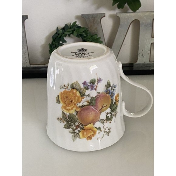 Crown Trent Harvest Coffee Mug Staffordshire England Yellow Rose Apple Berries - Picture 6 of 16